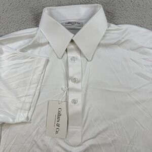 Collars and Co Polo Mens Small White Dress Collar Performance Short Sleeve Shirt